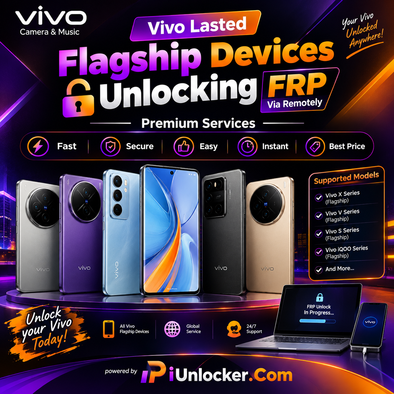 Vivo Auth Frp & Lock -Demo Unlock Instant Fastboot Mode Any Models